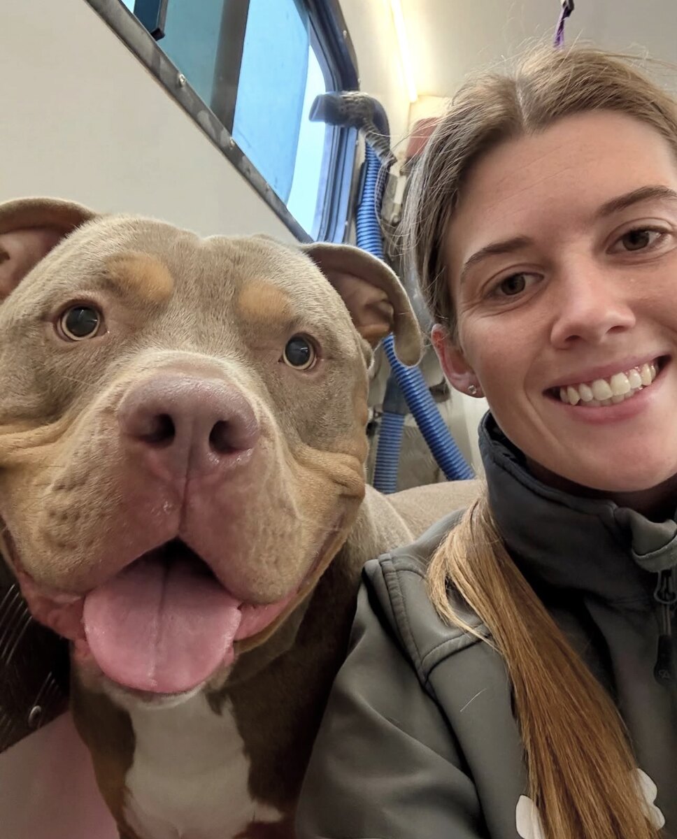 Caitlin from Northbound Hounds with a dog